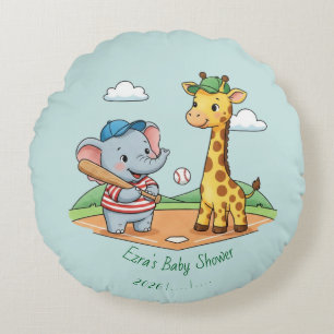 Cheerful and Cute Cartoon Animal Design Round Pillow