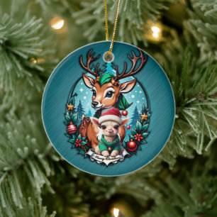 Cheerful and inviting Christmas illustration Ceramic Ornament
