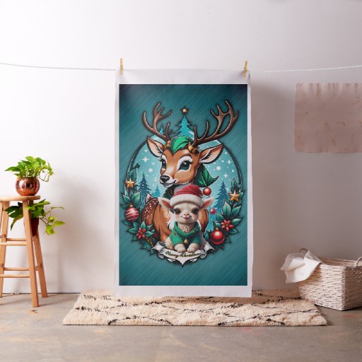 Cheerful and inviting Christmas illustration  Fabric