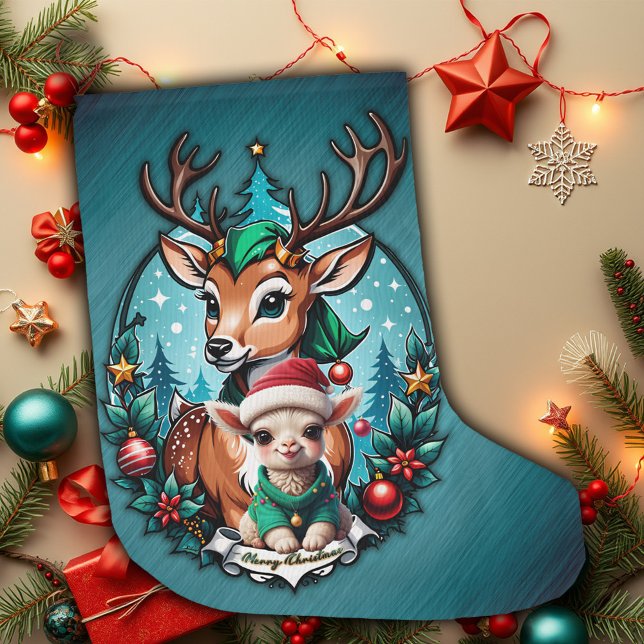 Cheerful and inviting Christmas illustration  Large Christmas Stocking (Creator Uploaded)
