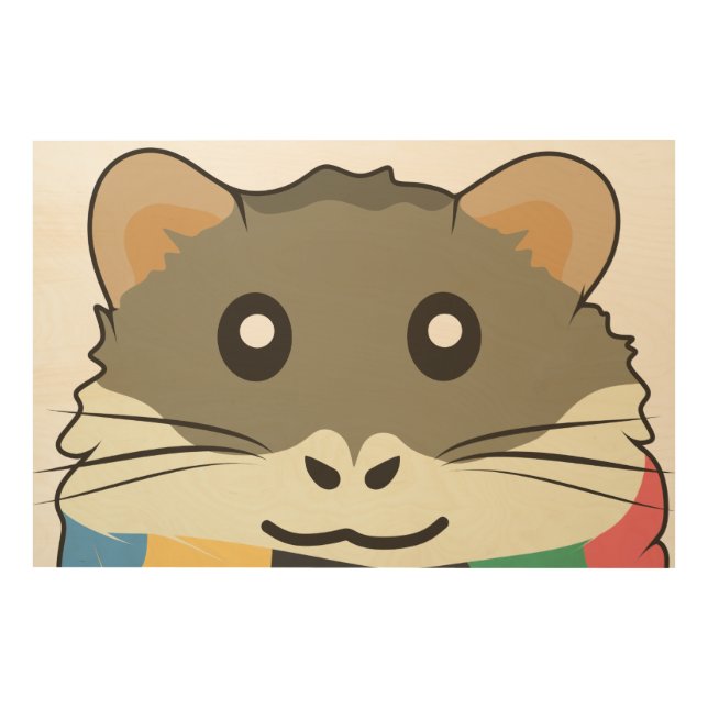 Cheerful and lighthearted hamster wood wall art (Front)
