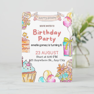 Cheerful and Playful Birthday Design Invitation