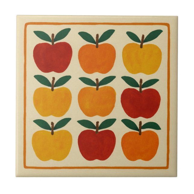 Cheerful Apple Arrangement Ceramic Tile (Front)