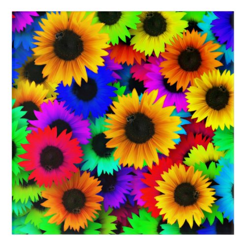 Cheerful Array of Colorful Sunflowers Acrylic Print