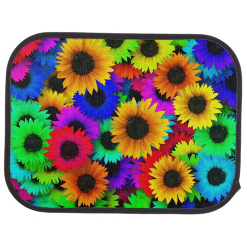 Cheerful Array of Colorful Sunflowers Car Floor Mat
