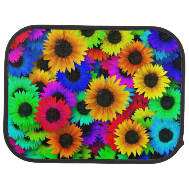 Cheerful Array of Colorful Sunflowers Car Floor Mat (Rear)
