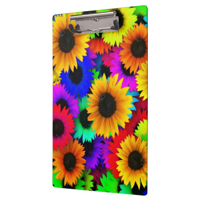Cheerful Array of Colorful Sunflowers Clipboard (Left)