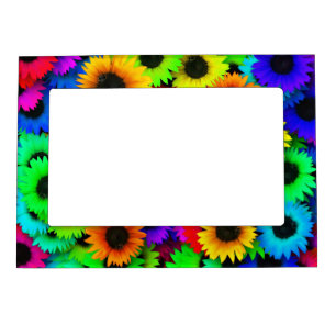 Cheerful Array of Colorful Sunflowers Magnetic Frame