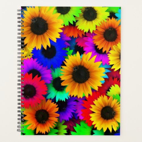 Cheerful Array of Colorful Sunflowers Planner