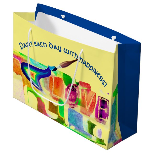 Cheerful Art - Love Large Gift Bag (Front Angled)
