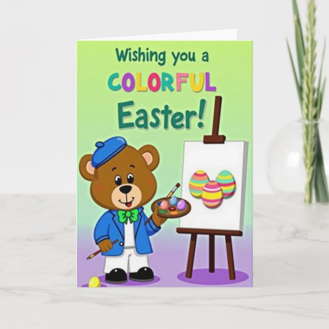 Cheerful Artist Easter Card (Front)