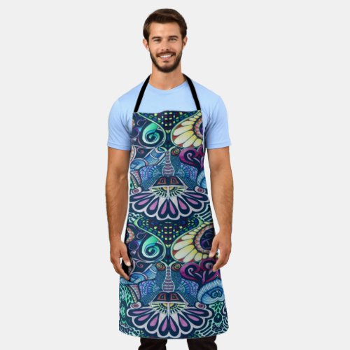Cheerful Artist Party Doodle Creation Apron