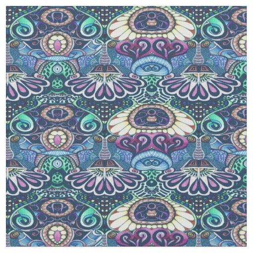 Cheerful Artist Party Doodle Creation Fabric