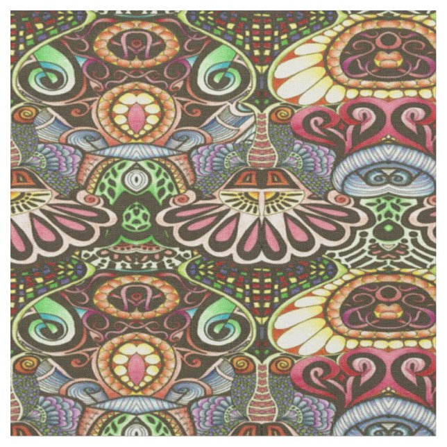 Cheerful Artist Party Doodle Creation Fabric (Close Up)
