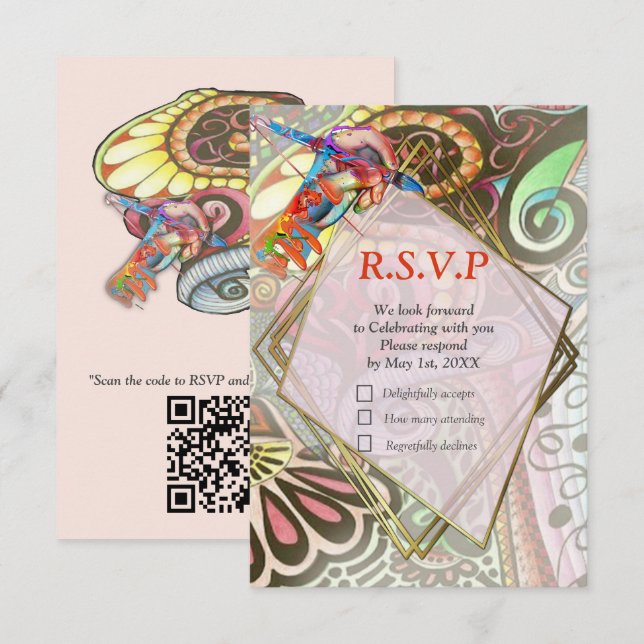 Cheerful Artist Party Doodle Creation RSVP Card (Front/Back)