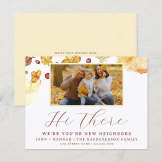 Cheerful Autumn Watercolor New Neighbor Postcard