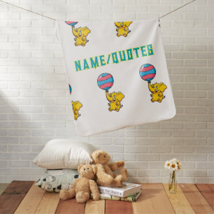 Cheerful Baby Elephant Hot Air Balloon Blanket