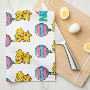 Cheerful Baby Elephant Hot Air Balloon Kitchen Towel