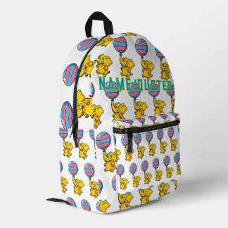 Cheerful Baby Elephant Hot Air Balloon Printed Backpack