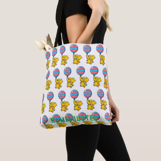 Cheerful Baby Elephant Hot Air Balloon Tote Bag