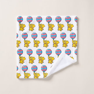 Cheerful Baby Elephant Hot Air Balloon Wash Cloth
