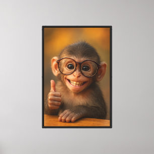 Cheerful Baby Monkey Funny Smile Canvas Print