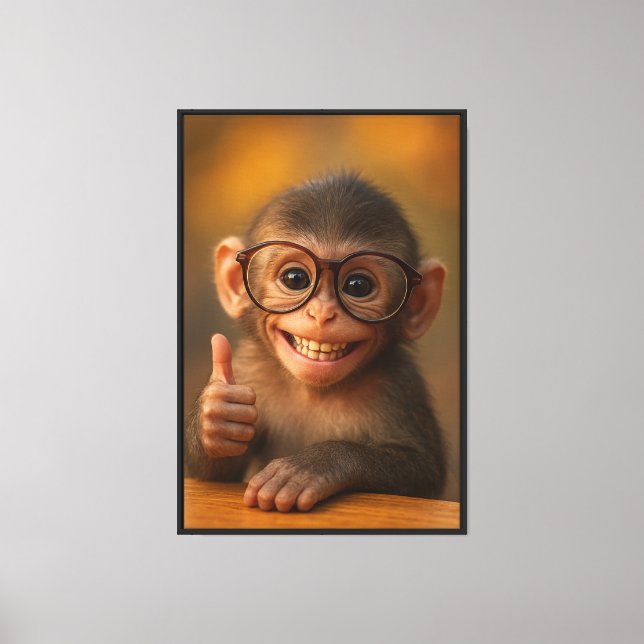 Cheerful Baby Monkey Funny Smile Canvas Print (Front)