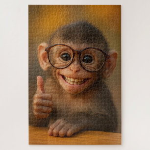 Cheerful Baby Monkey Funny Smile Puzzle