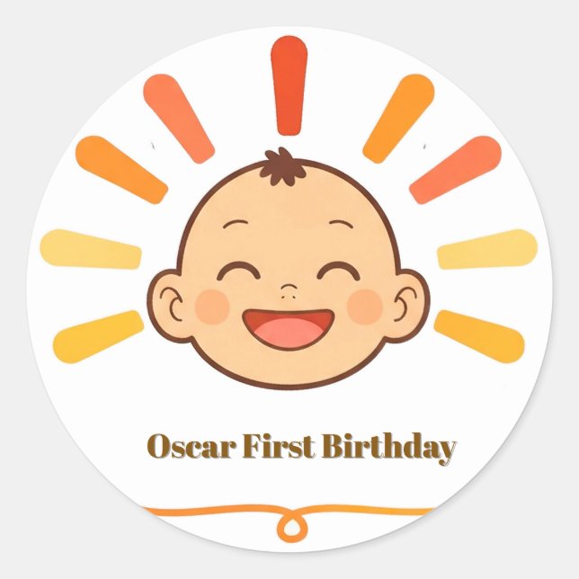 Cheerful Baby With Smiling Face Classic Round Sticker (Front)