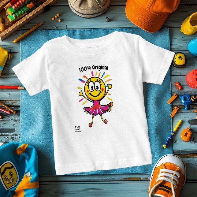 Cheerful Ballerina Emoji – Fun and Colorful Baby T-Shirt (Creator Uploaded)