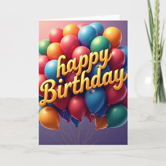Cheerful Balloons Birthday Card (Front)