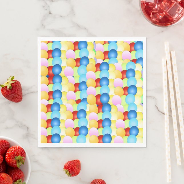 Cheerful Balloons Celebration Paper Plates Napkins (Insitu)