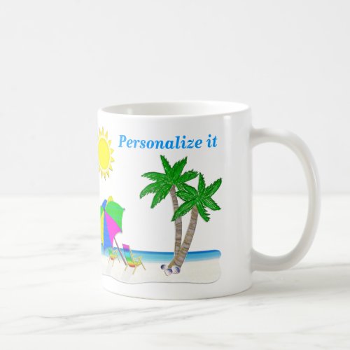 Cheerful Beach Theme Mugs Personalized Coffee Cups