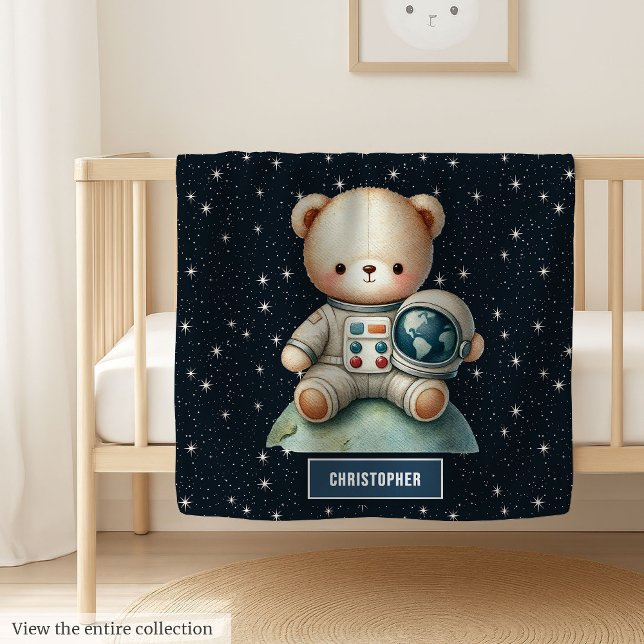 Cheerful Bear Astronaut Animal Print Baby Boy Baby Blanket (Cheerful Bear Astronaut Animal Print Baby Boy baby blanket )