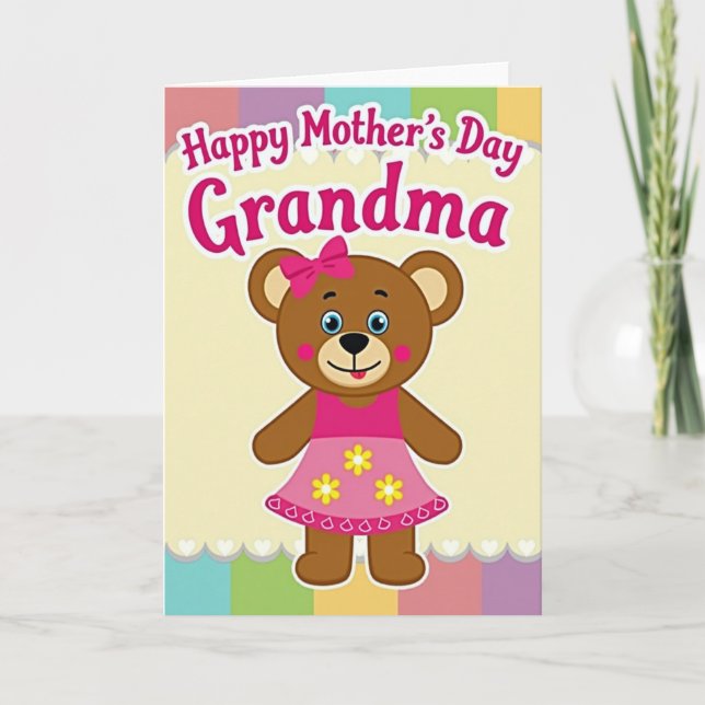 Cheerful Bear Mothers Day Card (Front)