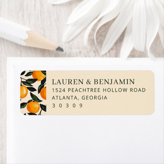 Cheerful Beige Citrus Oranges Label (Insitu)