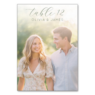 Cheerful Beige Minimalist Photo Table Number