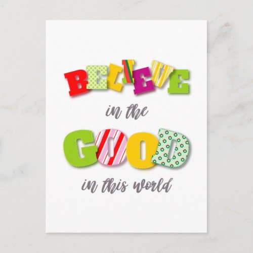 Cheerful Believe in Good in World Christmas Holiday Postcard