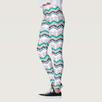 Cheerful Birds and Zigzag Art Pattern Leggings