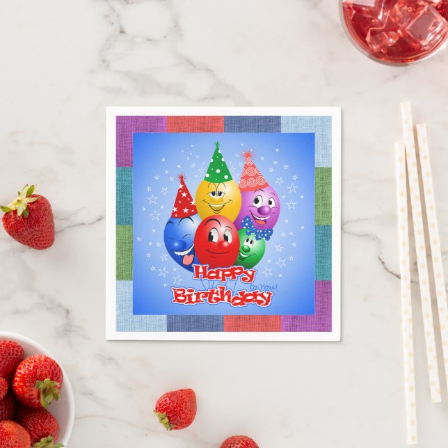 Cheerful Birthday Balloons Napkins (Insitu)