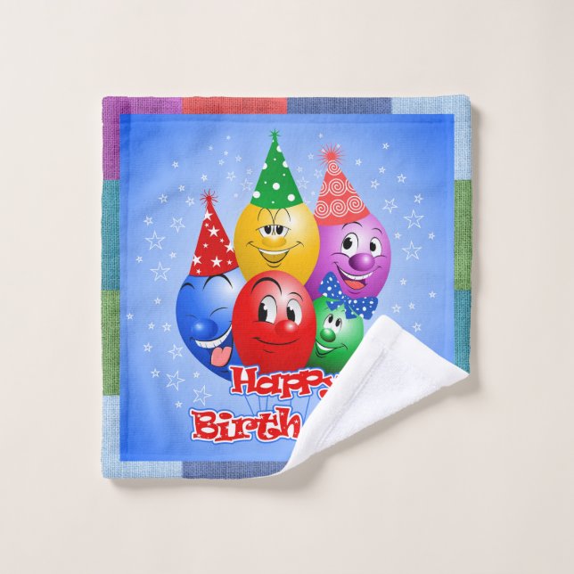 Cheerful Birthday Balloons Wash Cloth (Wash Cloth)