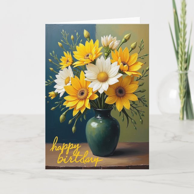 Cheerful Birthday Flower Card (Front)