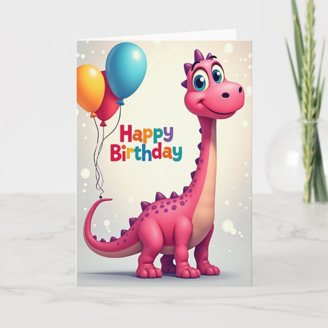 Cheerful Birthday Fuchsia Creature Card (Front)