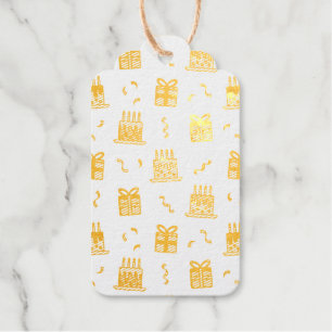 Cheerful birthday pattern foil gift tags