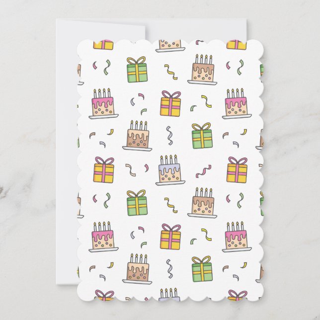 Cheerful birthday pattern invitation (Front)