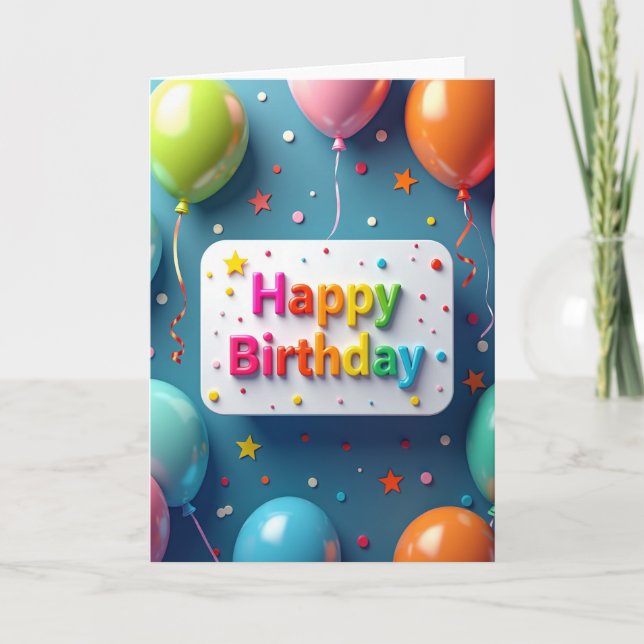 Cheerful Birthday Plaque Card (Front)