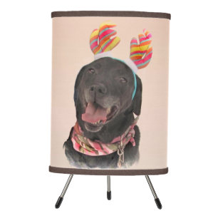 Cheerful Black Labrador Retriever Dog Table Lamp