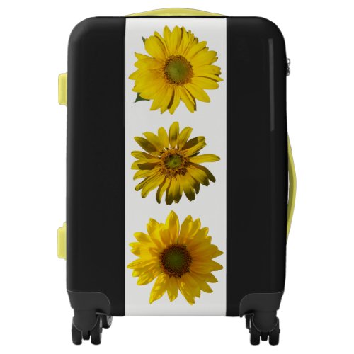 Cheerful Black Yellow Sunflowers Personalized Luggage