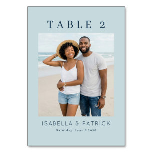 Cheerful Blue Beach Photo Table Number