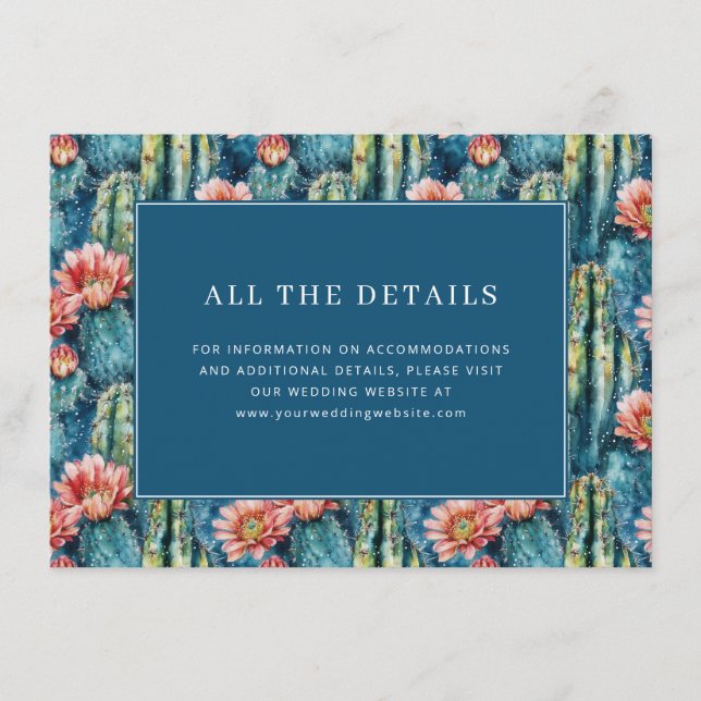 Cheerful Blue Botanical Cactus Enclosure Card (Front)